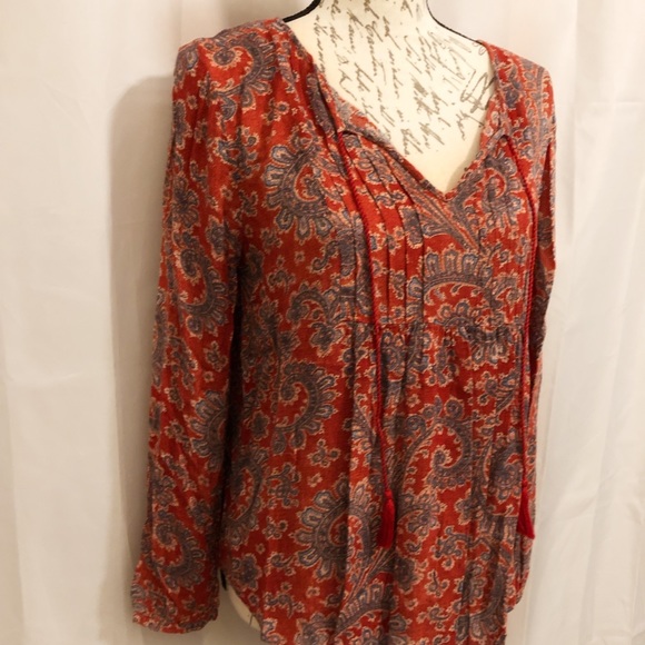Lucky Brand Paisley Print Peasant Blouce - Picture 3 of 8